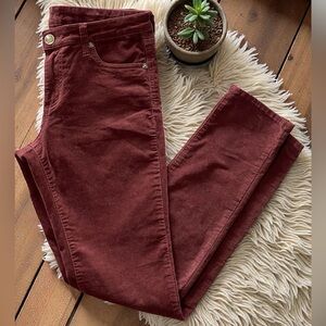 Kut From the Kloth Dianna Corduroy Skinny Brown Cognac Sz 10 Relaxed Mid Rise